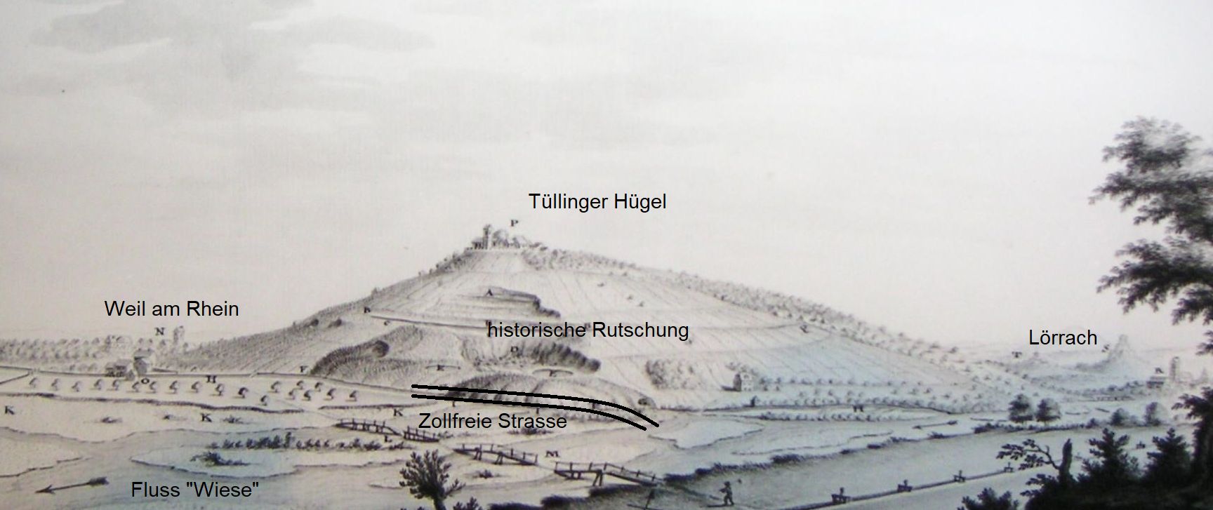 Erdrutsch von 1758 mit Lage des neuen Strassentunnels Erdrutsch von 1758 mit Lage des neuen Strassentunnels