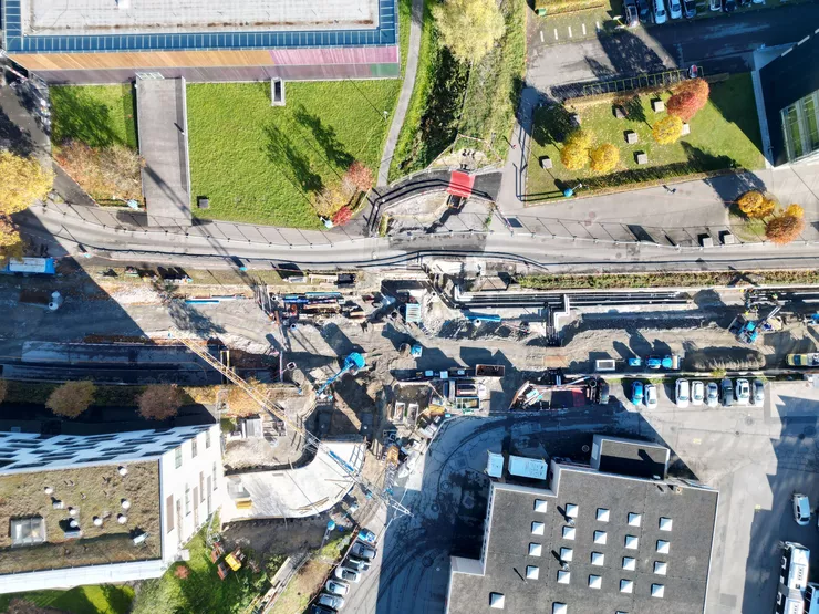 Construction works on General-Guisan-Strasse in Zug.